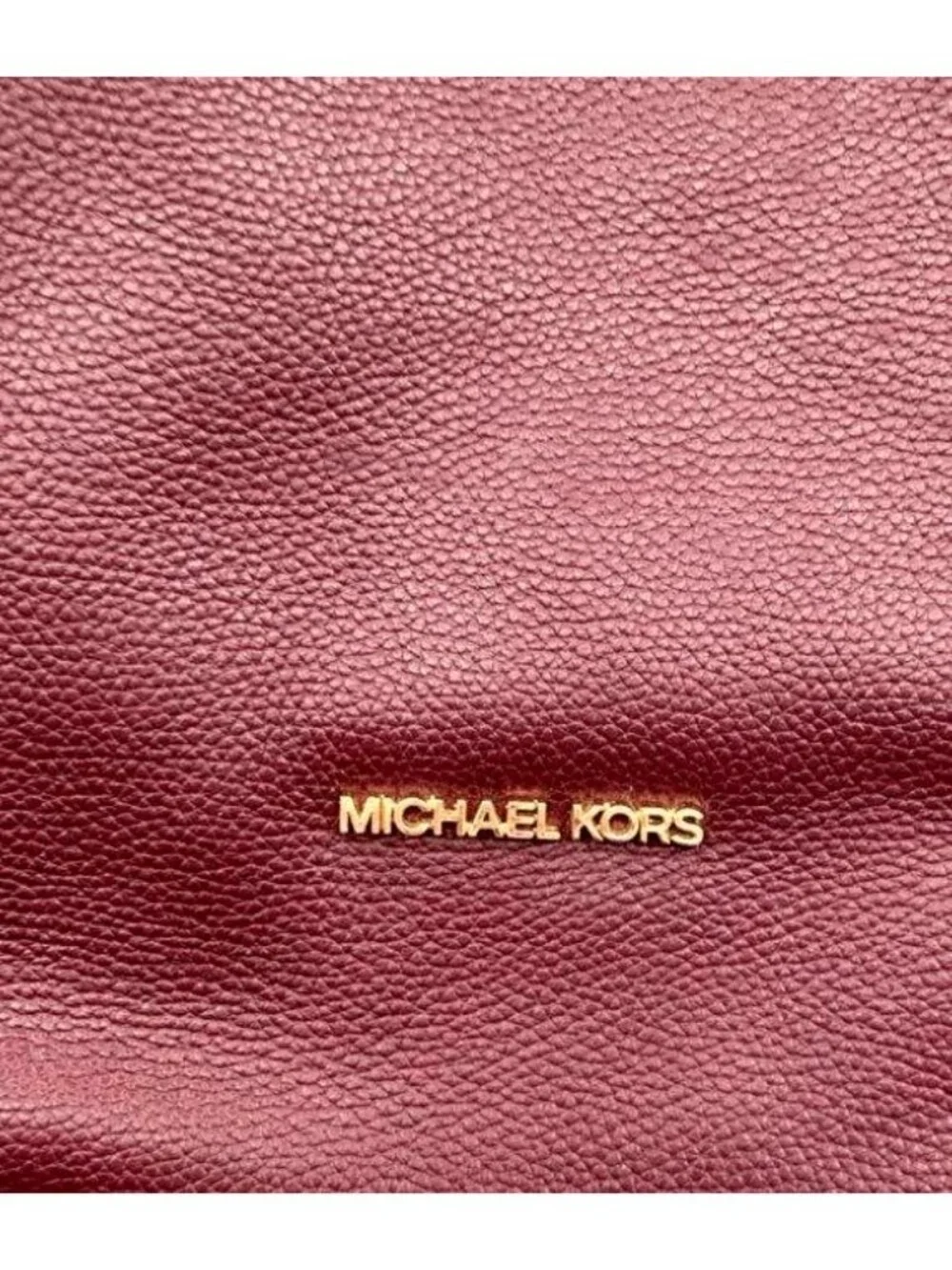 Michael Kors Burgundy Leather Shoulder Bag With Gold Hardware
